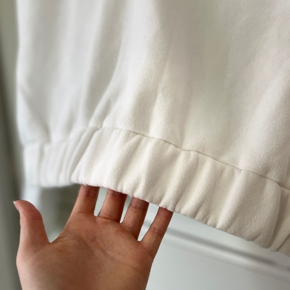 Lazy Sunday Cropped Quarter Zip Pullover Sweatshirt | White, Black | L - Picture 5 of 9